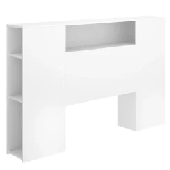 Testiera Letto Bianco Vani Libreria Piazza e Mezza, Matrimoniale 23x157 cm - Bonner