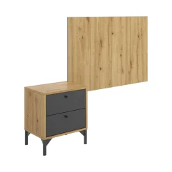 Letti Singoli|Camera Da Letto > Dmora Testiera letto Lily, 99x3h61 cm, Rovere e Antracite Nero, Nero Antracite