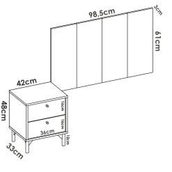 Letti Singoli|Camera Da Letto > Dmora Testiera letto Lily, 99x3h61 cm, Rovere e Antracite Nero, Nero Antracite