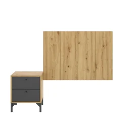 Letti Singoli|Camera Da Letto > Dmora Testiera letto Lily, 99x3h61 cm, Rovere e Antracite Nero, Nero Antracite