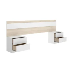 Testiera Letto Marrone Bianco Matrimoniale Colore Struttura Bianco 248x34.2 cm, - Trudy