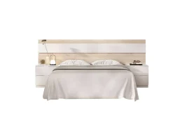 Testiera Letto Marrone Bianco Matrimoniale Colore Struttura Bianco 248x34.2 cm, - Trudy