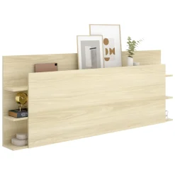 Testiere > Dmora Testiera Letto Vani Libreria Piazza e Mezza 19x181 cm - Socorro Marrone Rovere