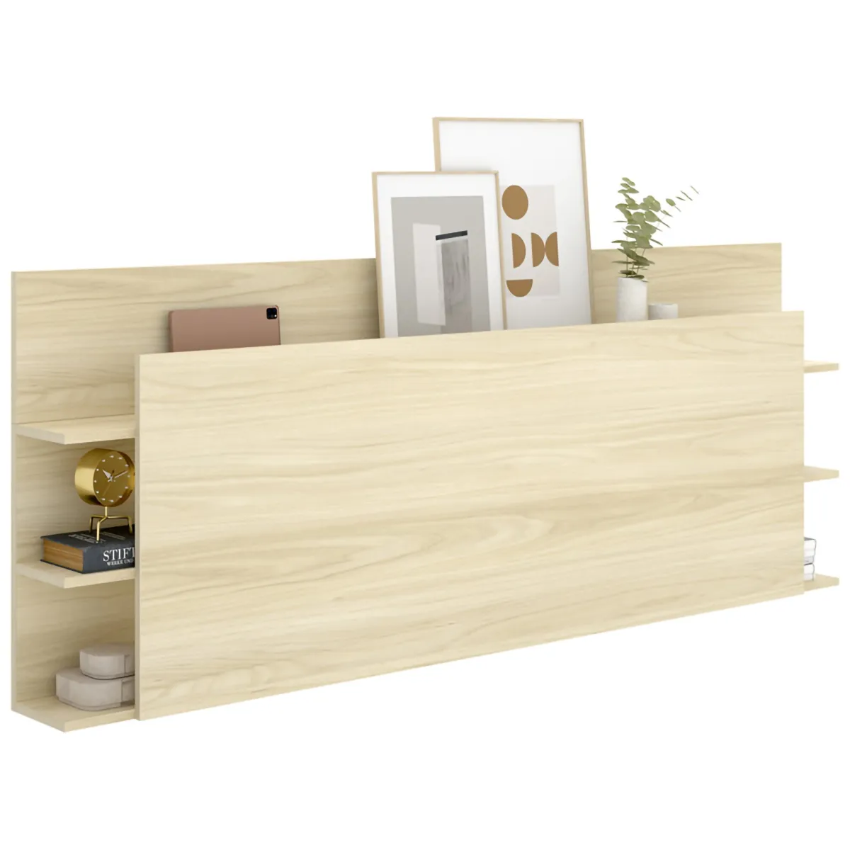 Testiere > Dmora Testiera Letto Vani Libreria Piazza e Mezza 19x181 cm - Socorro Marrone Rovere
