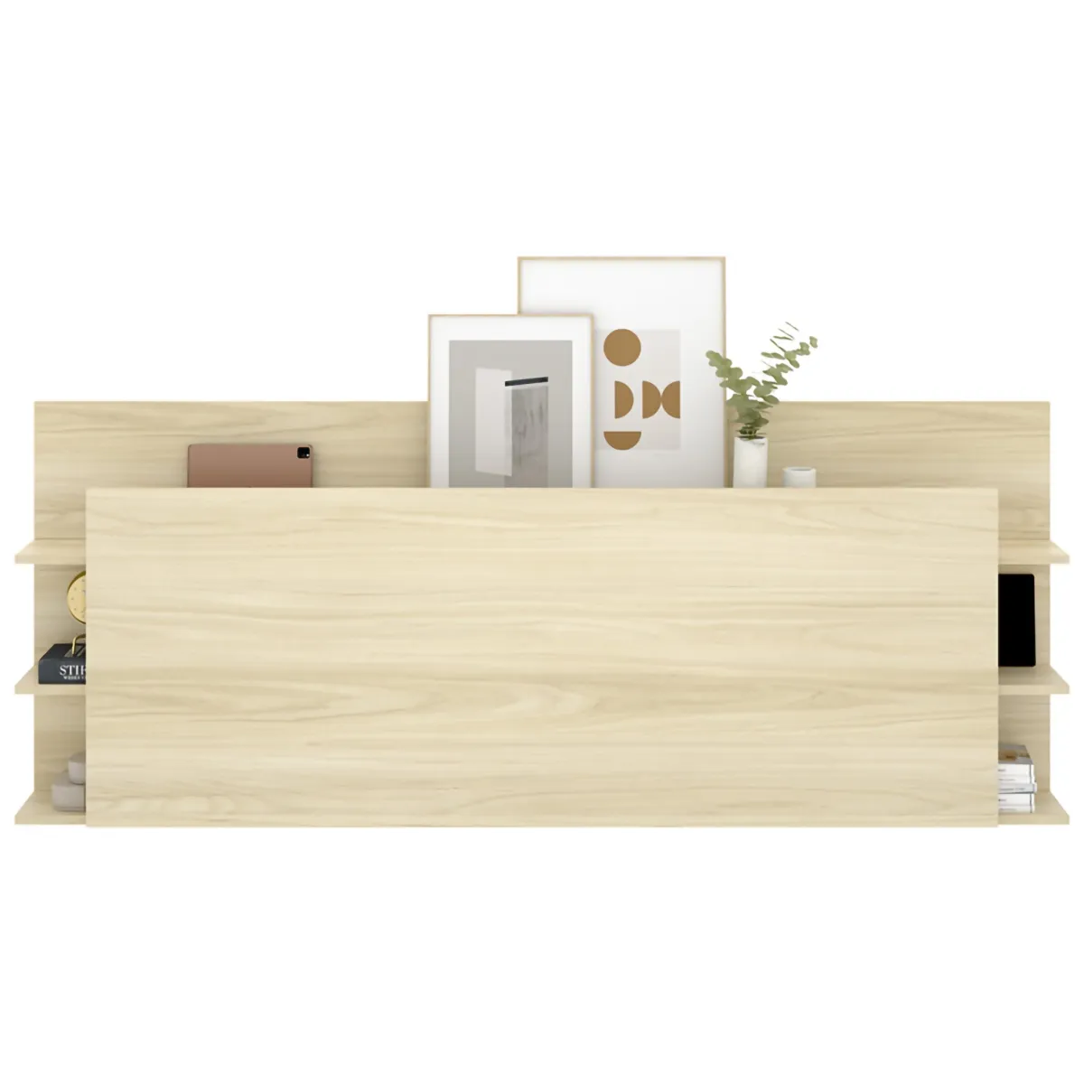 Testiere > Dmora Testiera Letto Vani Libreria Piazza e Mezza 19x181 cm - Socorro Marrone Rovere
