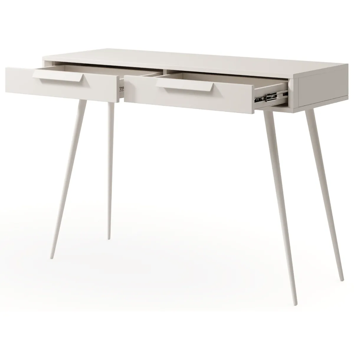 Toelette Trucco > Dmora Toeletta 2 Cassetti Sfumatura Colore Ripiano Cashmere 187x40x52h cm, Materiale Struttura in Metallo - Katilaka Beige Cashmere