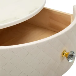 Toelette Trucco > Dmora Toeletta Bianco Crema oro un Cassetto Rivestimento in Velluto Trapuntato 52x52x70h cm, Sfumatura Colore Struttura Crema - Mbale Oro, Bianco Crema