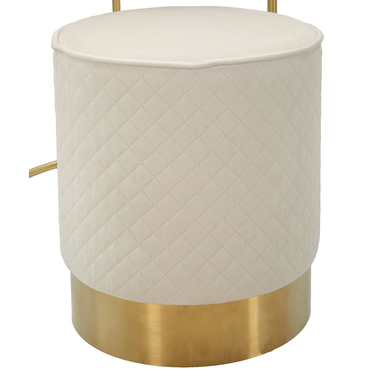Toelette Trucco > Dmora Toeletta Bianco Crema oro un Cassetto Rivestimento in Velluto Trapuntato 52x52x70h cm, Sfumatura Colore Struttura Crema - Mbale Oro, Bianco Crema