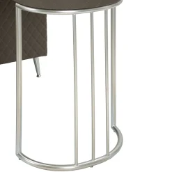 Toeletta Bianco Marmo Grigio Tortora 4 Cassetti Finitura Simil Pelle Trapuntata con Dettagli Argento, top Effetto Marmo 120x40x75h cm, - Tafrao