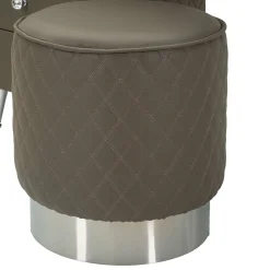 Toeletta Bianco Marmo Grigio Tortora 4 Cassetti Finitura Simil Pelle Trapuntata con Dettagli Argento, top Effetto Marmo 120x40x75h cm, - Tafrao