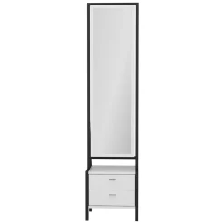 Toelette Trucco > Dmora Toeletta Bianco Nero Specchio Incluso 2 Cassetti 41x35x170h cm, Un'anta - Sicamino Nero, Bianco