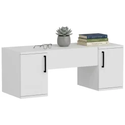 Toeletta Bianco Nero Specchio Incluso 3 Ante 100x35x74h cm, Colore Struttura Nero - Cicerale