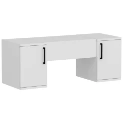 Toeletta Bianco Nero Specchio Incluso 3 Ante 100x35x74h cm, Colore Struttura Nero - Cicerale