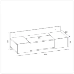 Toeletta Bianco Specchio Incluso 3 Ante 100x39x33h cm, Materiale Piano in Legno Nobilitato - Selci