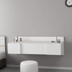 Toeletta Bianco Specchio Incluso 3 Ante 100x39x33h cm, Materiale Piano in Legno Nobilitato - Selci