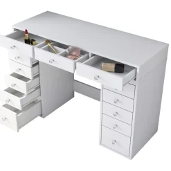 Toelette Trucco > Dmora Toeletta Bianco Trasparente Specchio Incluso 13 Cassetti 120x45x82h cm, Colore Struttura Trasparente - Tirolo Trasparente, Bianco