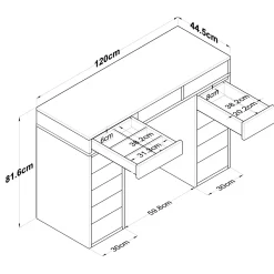 Toelette Trucco > Dmora Toeletta Bianco Trasparente Specchio Incluso 13 Cassetti 120x45x82h cm, Colore Struttura Trasparente - Tirolo Trasparente, Bianco