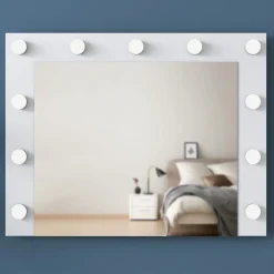 Toelette Trucco > Dmora Toeletta Bianco Trasparente Specchio Incluso 7 Cassetti 90x45x82h cm, Colore Struttura Trasparente - Rivello Trasparente, Bianco