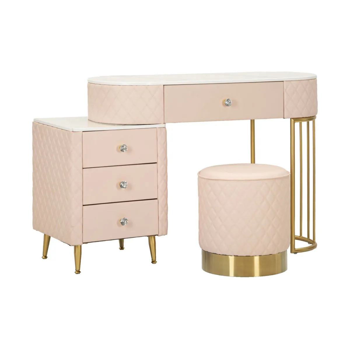 Toelette Trucco > Dmora Toeletta classica vintage 120x40x75h cm rosa e oro - Guidobono Oro, Rosa