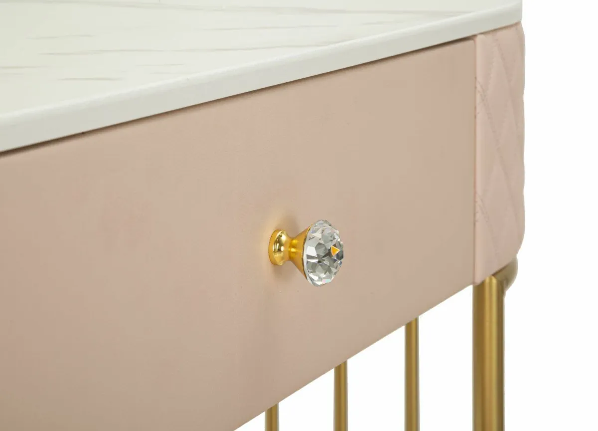 Toelette Trucco > Dmora Toeletta classica vintage 120x40x75h cm rosa e oro - Guidobono Oro, Rosa