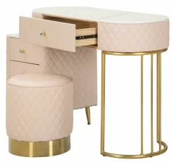 Toelette Trucco > Dmora Toeletta classica vintage 120x40x75h cm rosa e oro - Guidobono Oro, Rosa