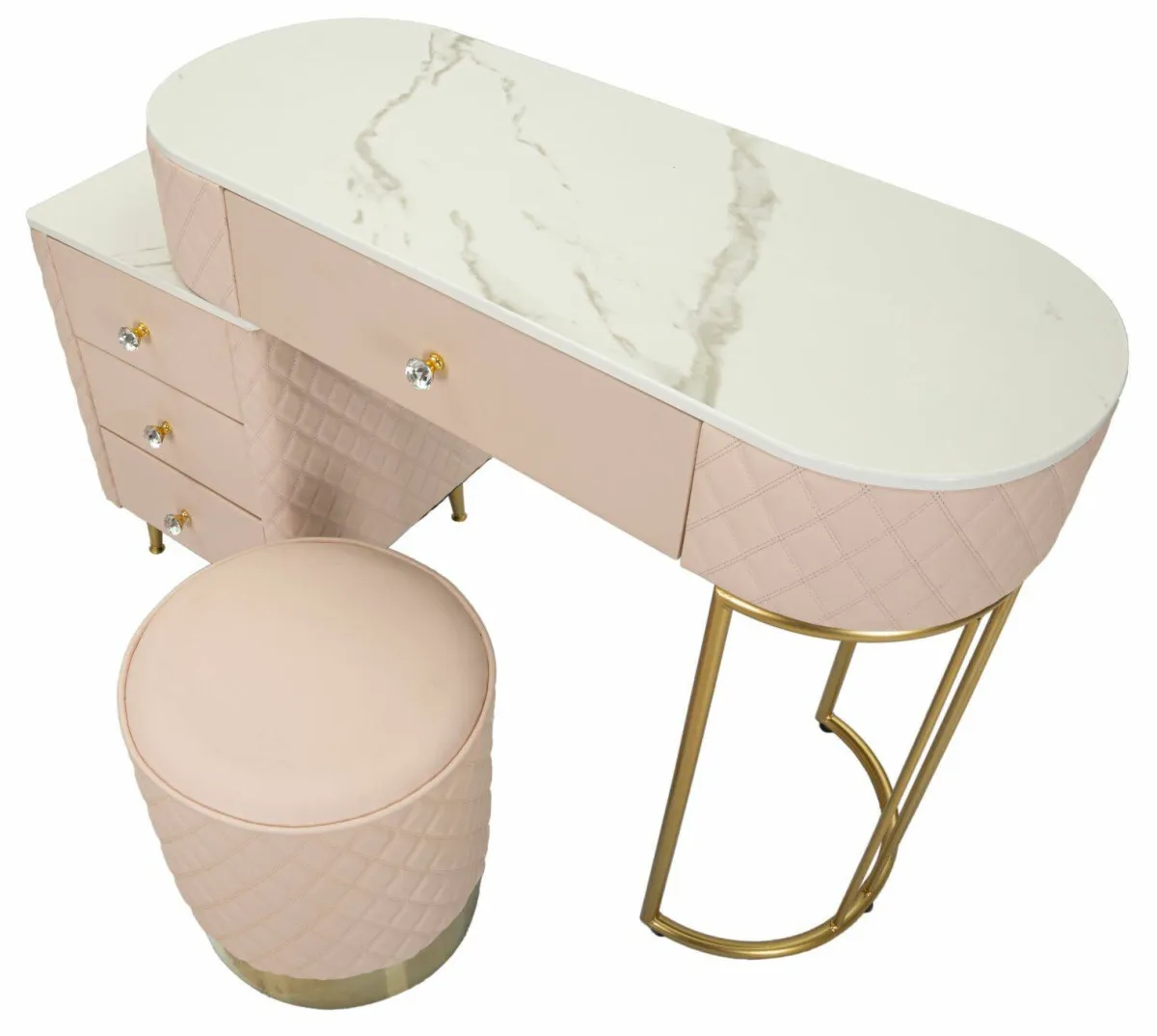 Toelette Trucco > Dmora Toeletta classica vintage 120x40x75h cm rosa e oro - Guidobono Oro, Rosa
