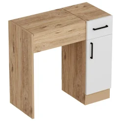Toeletta Marrone Rovere Bianco Specchio Incluso un Cassetto 77x37x109h cm, 2 Ante - Rodano