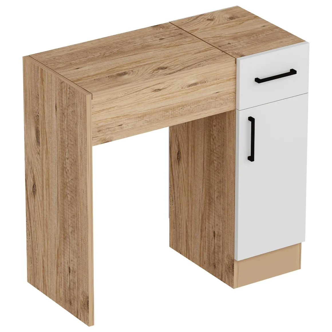Toeletta Marrone Rovere Bianco Specchio Incluso un Cassetto 77x37x109h cm, 2 Ante - Rodano