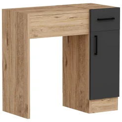 Toeletta Marrone Rovere Nero Antracite Specchio Incluso un Cassetto 77x37x109h cm, 2 Ante - Rodano