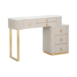 Toelette Trucco > Dmora Toeletta moderna porta trucchi 120x40x75h cm crema e oro - Apoteosi Oro, Bianco Crema