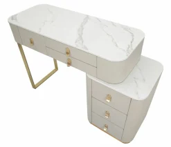 Toelette Trucco > Dmora Toeletta moderna porta trucchi 120x40x75h cm crema e oro - Apoteosi Oro, Bianco Crema