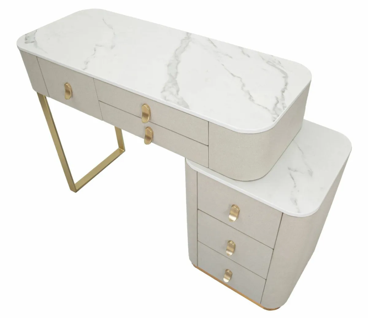 Toelette Trucco > Dmora Toeletta moderna porta trucchi 120x40x75h cm crema e oro - Apoteosi Oro, Bianco Crema