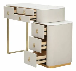 Toelette Trucco > Dmora Toeletta moderna porta trucchi 120x40x75h cm crema e oro - Apoteosi Oro, Bianco Crema