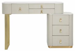 Toelette Trucco > Dmora Toeletta moderna porta trucchi 120x40x75h cm crema e oro - Apoteosi Oro, Bianco Crema