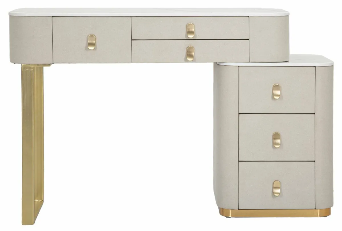 Toelette Trucco > Dmora Toeletta moderna porta trucchi 120x40x75h cm crema e oro - Apoteosi Oro, Bianco Crema
