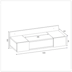 Toeletta Nero Specchio Incluso 3 Ante 100x39x33h cm, Materiale Piano in Legno Nobilitato - Selci
