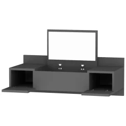 Toeletta Nero Specchio Incluso 3 Ante 100x39x33h cm, Materiale Piano in Legno Nobilitato - Selci