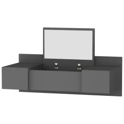 Toeletta Nero Specchio Incluso 3 Ante 100x39x33h cm, Materiale Piano in Legno Nobilitato - Selci