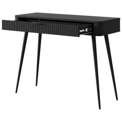 Toelette Trucco > Dmora Toeletta un Cassetto Materiale Struttura in Metallo 100x38x78h cm, Materiale Piano in Legno Nobilitato - Katerara Nero