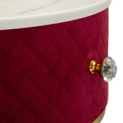 Toeletta Rosso oro un Cassetto Rivestimento in Velluto Trapuntato 52x52x70h cm, Materiale Struttura in Metallo - Mbale