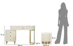 Toeletta shabby elegante 120x40x75h cm bianco e oro - Guidobono