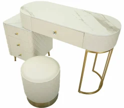 Toeletta shabby elegante 120x40x75h cm bianco e oro - Guidobono