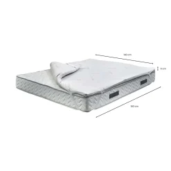 Topper Matrimoniali|Topper > Dmora Topper matrimoniale Andalu, 100% Made in Italy, 140x190xh5 cm Bianco