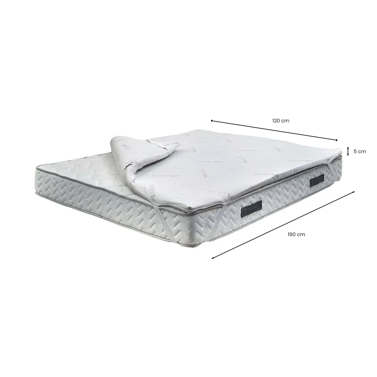 Topper|Topper Piazza E Mezza > Dmora Topper piazza e mezza Adalpina, 100% Made in Italy, 120x190xh5 cm Bianco