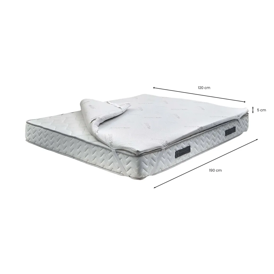 Topper piazza e mezza Adalpina, 100% Made in Italy, 120x200xh5 cm