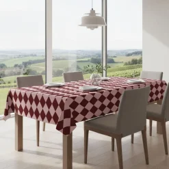 Tovaglia rettangolare no stiro 180x140 cm, rosa e bordeaux - Giocoliera - By Sarah Balivo