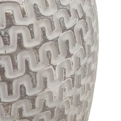 Vaso Argento Bianco Disegni con Linee Geometriche Colore Struttura Bianco, - Banatano