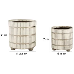 Oggettistica > Dmora Vaso Argento Bianco set 2 Vasi Colore Struttura Bianco, Diametro Vaso Grande: 20, Vaso Piccolo: 16 cm - Banofa Bianco, Argento