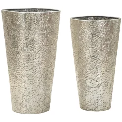 Vaso Argento set 2 Vasi, Finitura Effetto Materico, - Barale