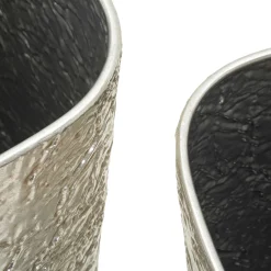Vaso Argento set 2 Vasi, Finitura Effetto Materico, - Barale